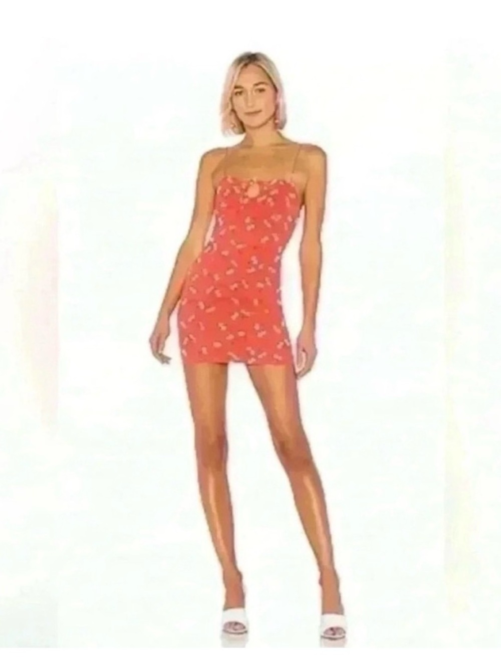 Superdown Merci Mini Dress in Orange & White